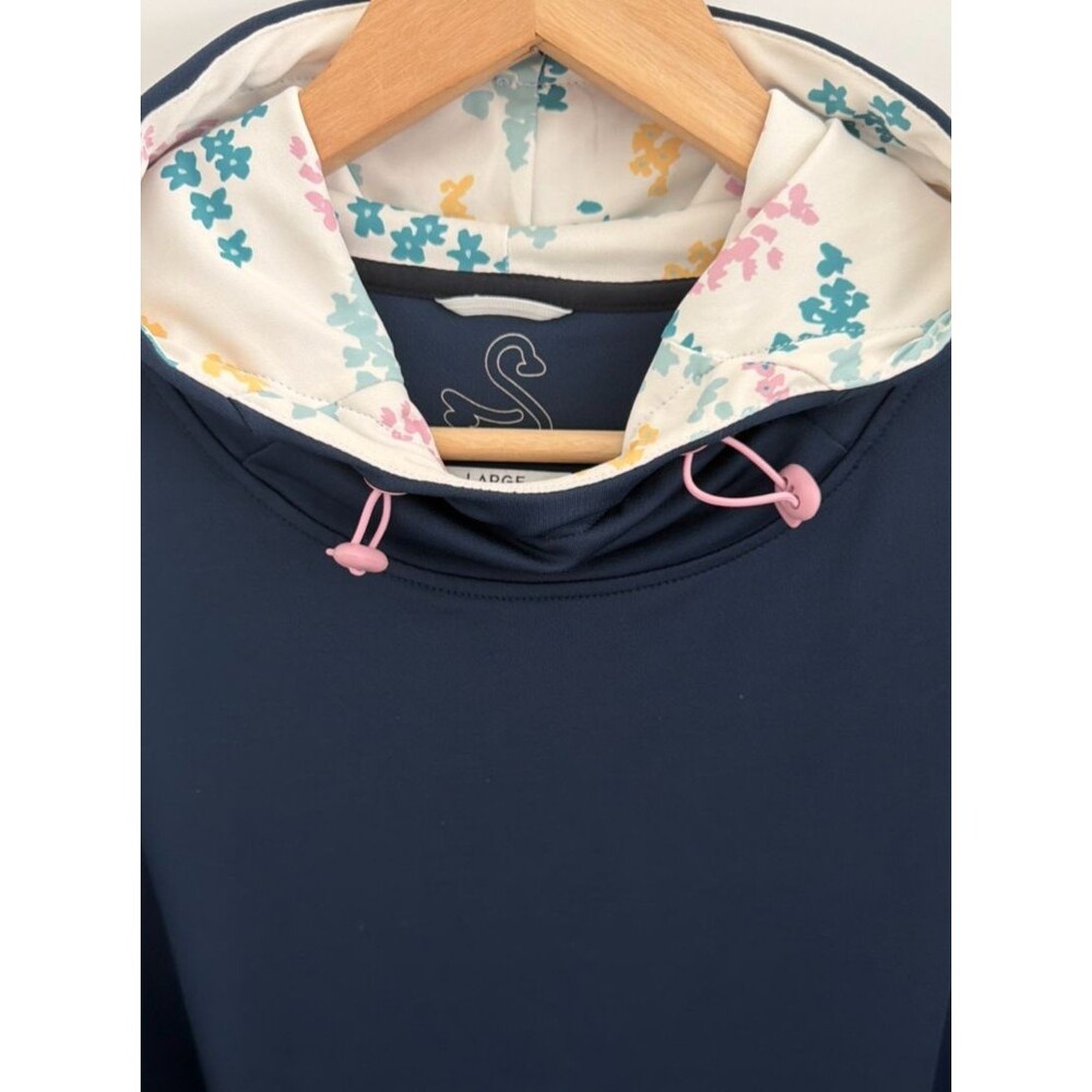 Swannies Golf Ivy Performance Pullover Hoodie Adult Sz L Navy Blue Contrast Hood - Picture 12 of 12